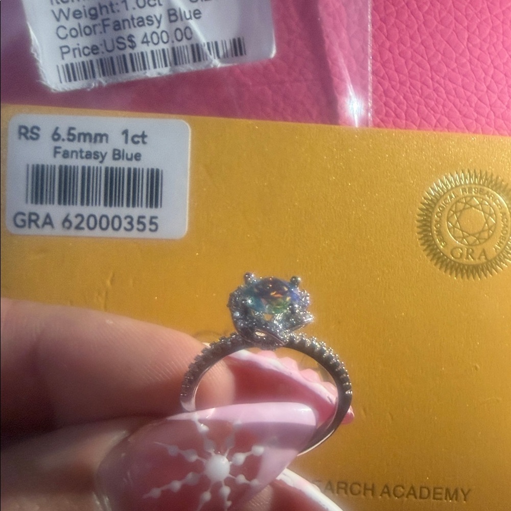 Moissanite Fantasy Blue Ring - Picture 3 of 6